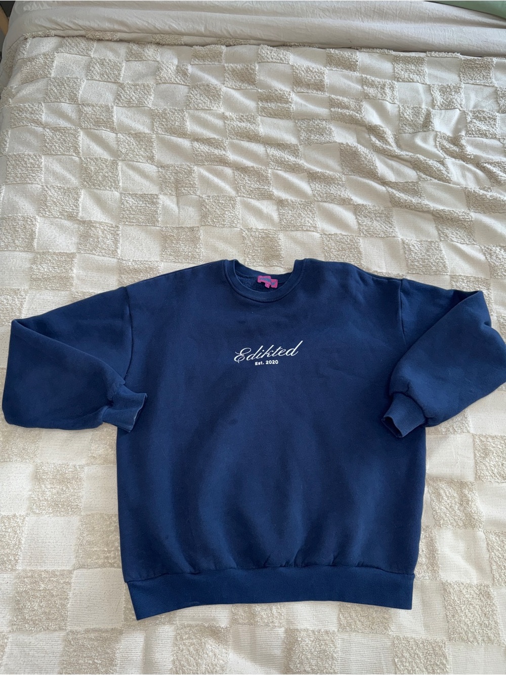 Navy 'Edikted' Script Sweatshirt and‎ Sweatpant Set size Small
